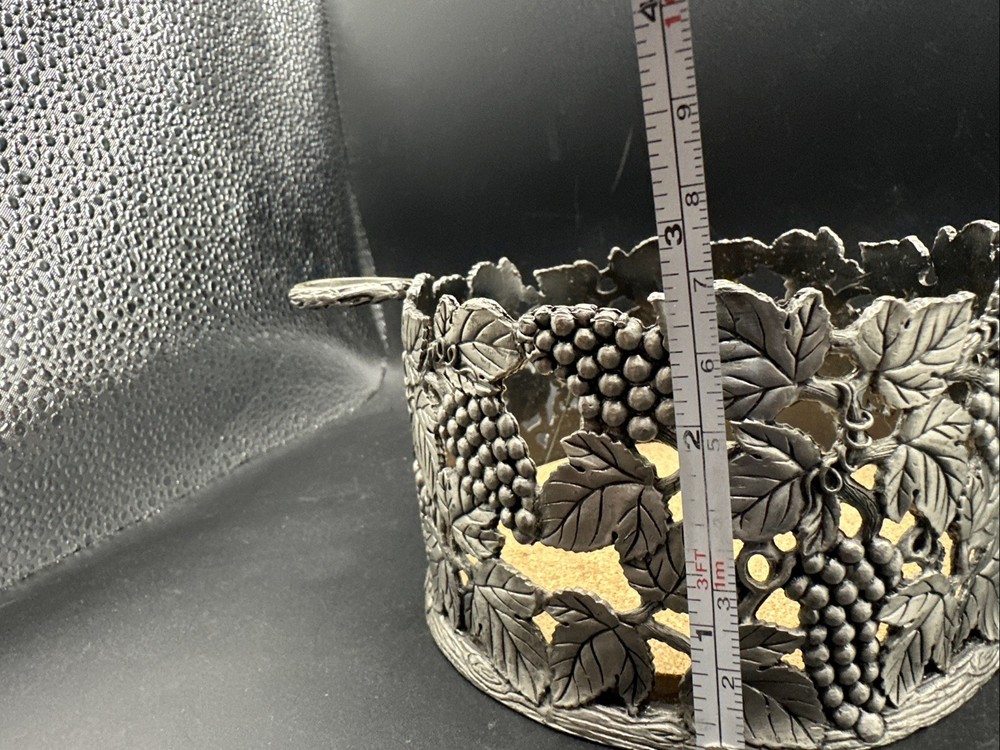 Vintage Pewter Grape Vine Wine Bottle Holder