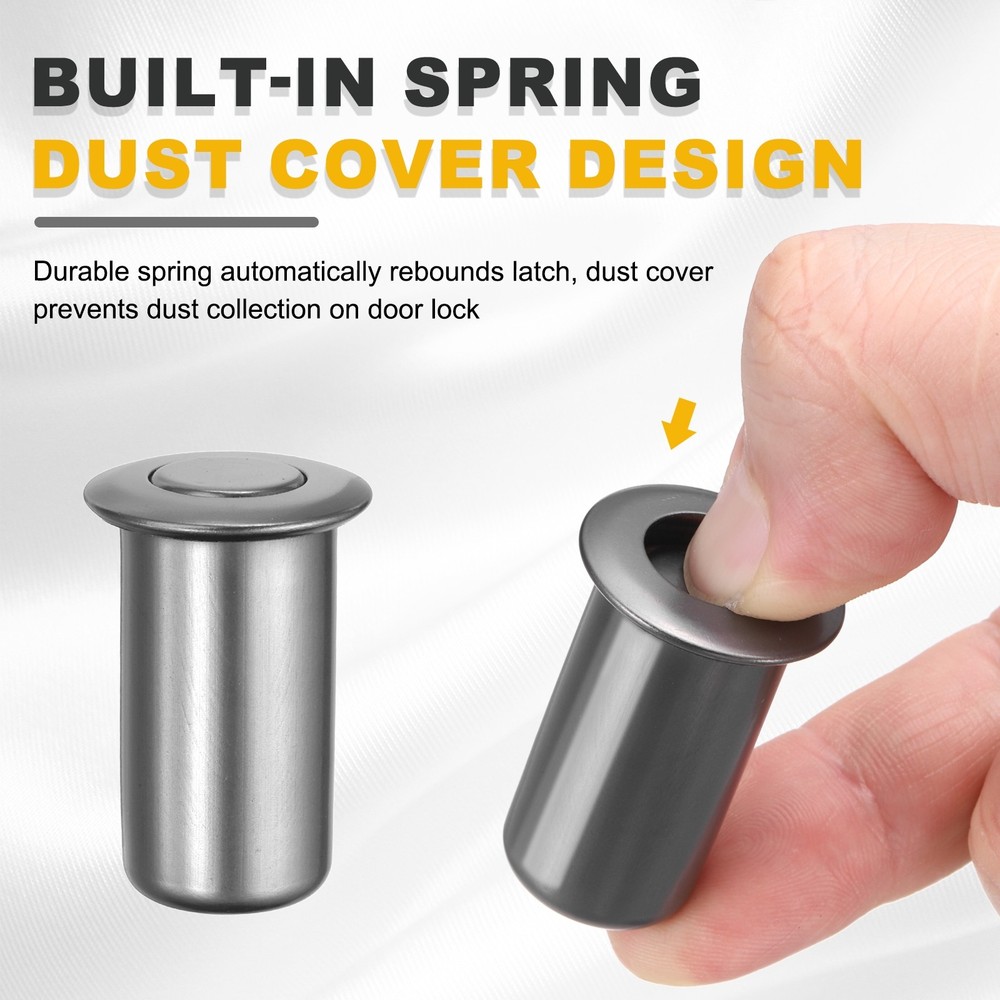 2PCS 0.51" Door Latch Dust Protector, Dust-Proof Sliding Lock Insert, Black