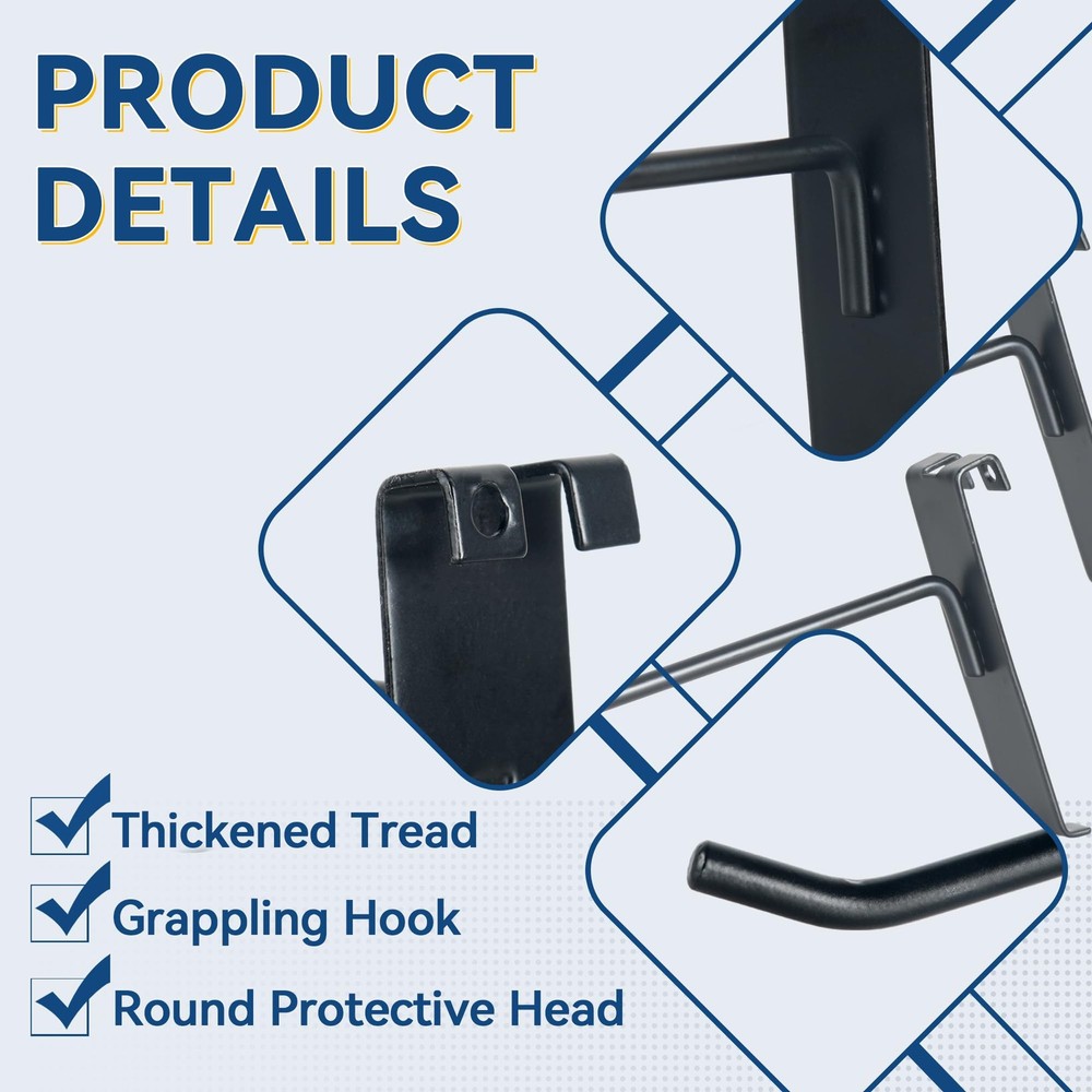 Gridwall Hooks 4in Black Grid Wall Panel Hangers Metal Display Hooks for Grid...