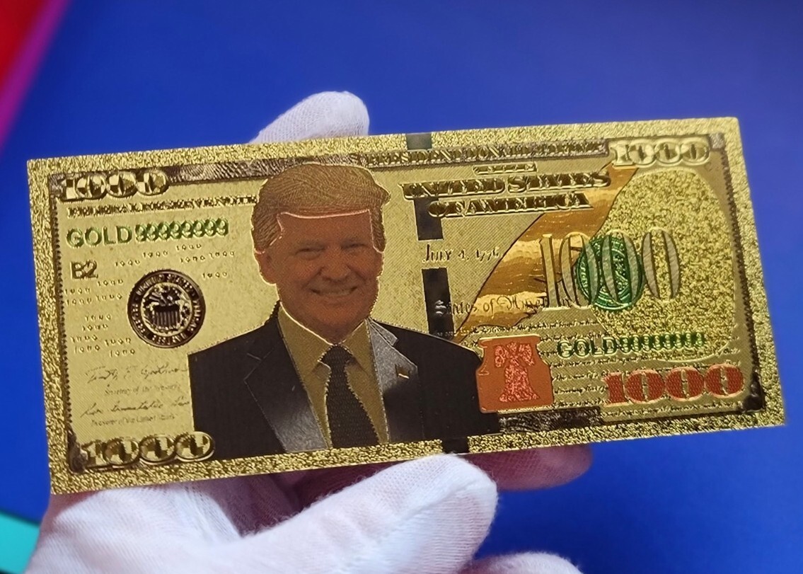 Donald Trump $1000 Bill, Bank Note - 24kt Gold Foil Commemorative - FREE Ship!