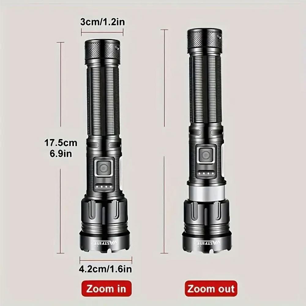 2PCS 20W LED Torch Zoomable Flashlight USB Rechargeable COB Soft White/Red Light