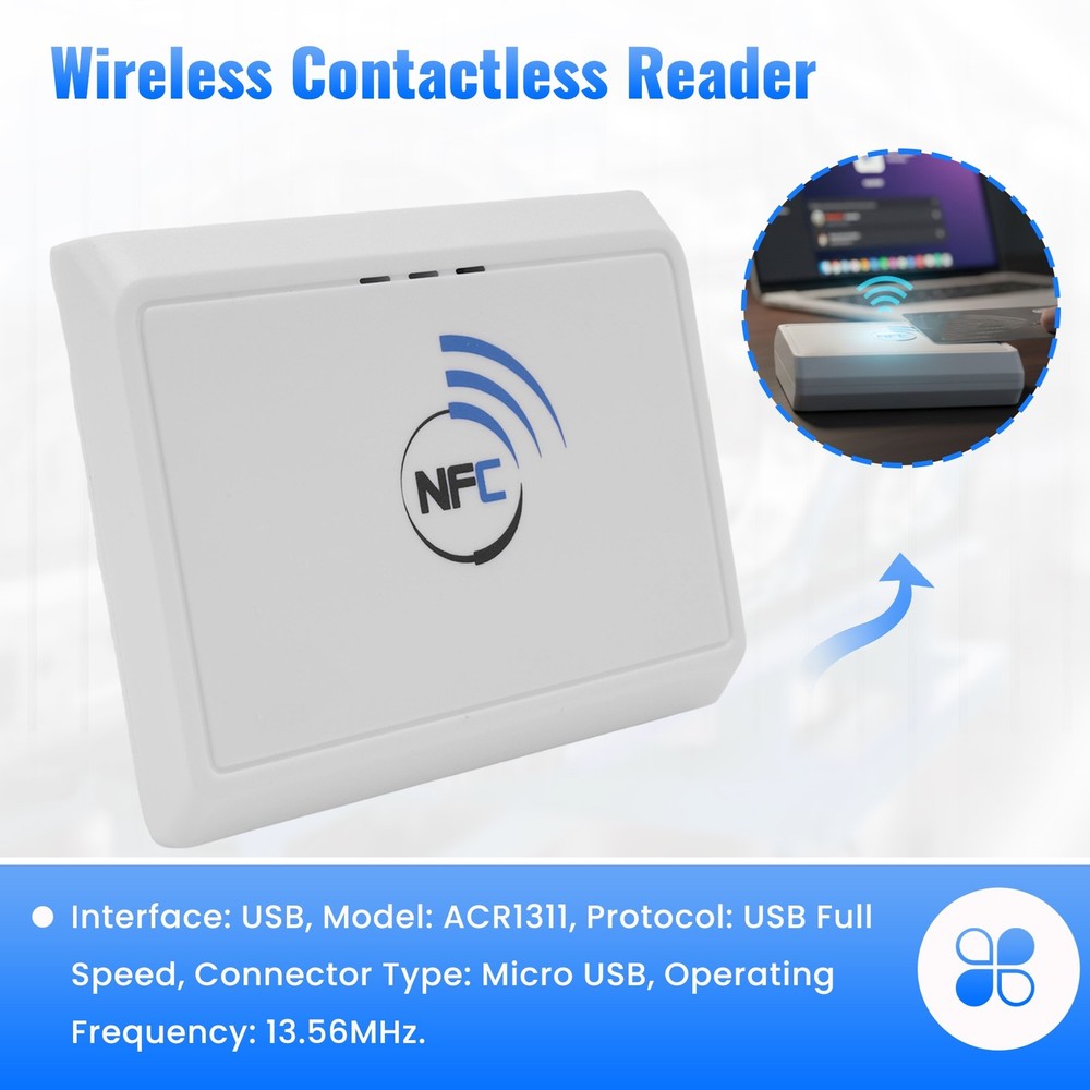 Contactless 13.56MHz NFC Reader Bluetooth Android RFID Mobile Card Reader3327