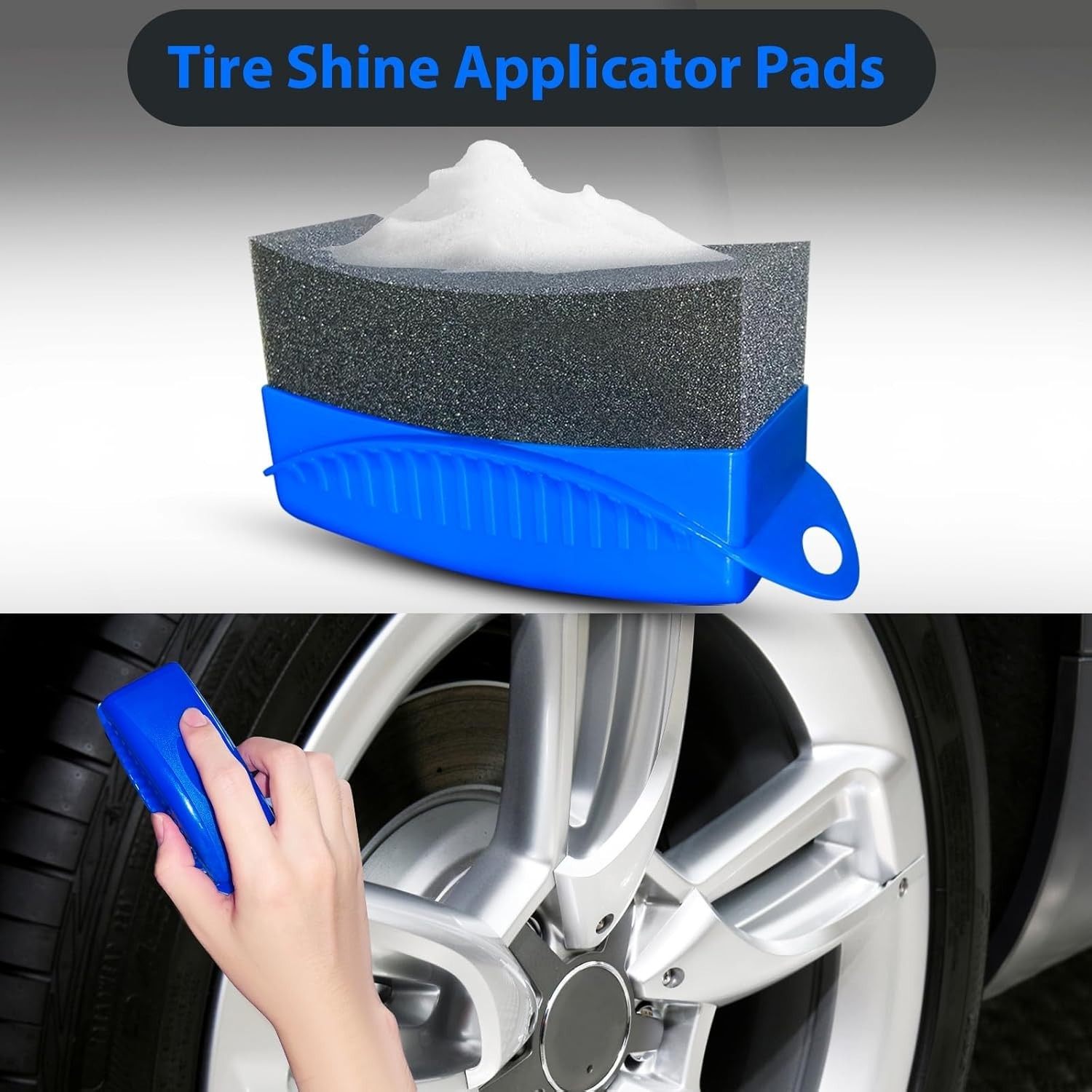2 Pack Tire Shine Applicator Pads, Reusable Tire Dressing Applicator Sponge, Cur