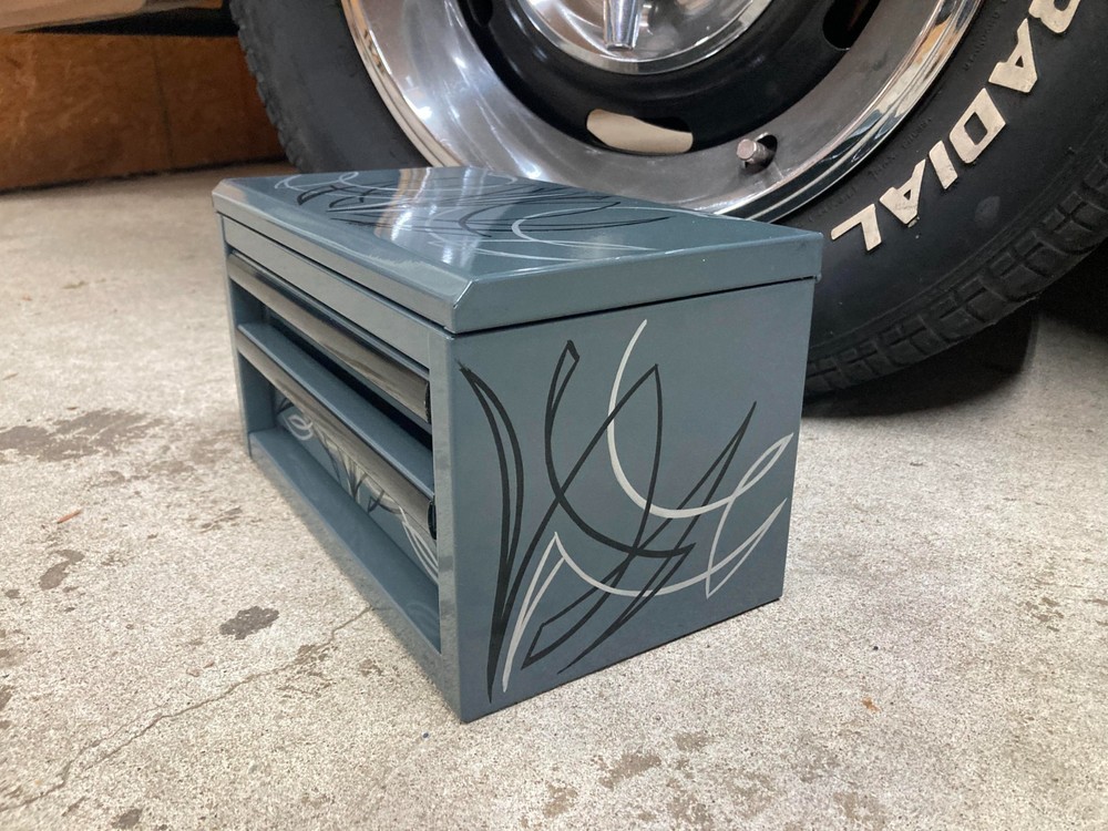 Gray Mini Toolbox Hot Rod Pinstripes