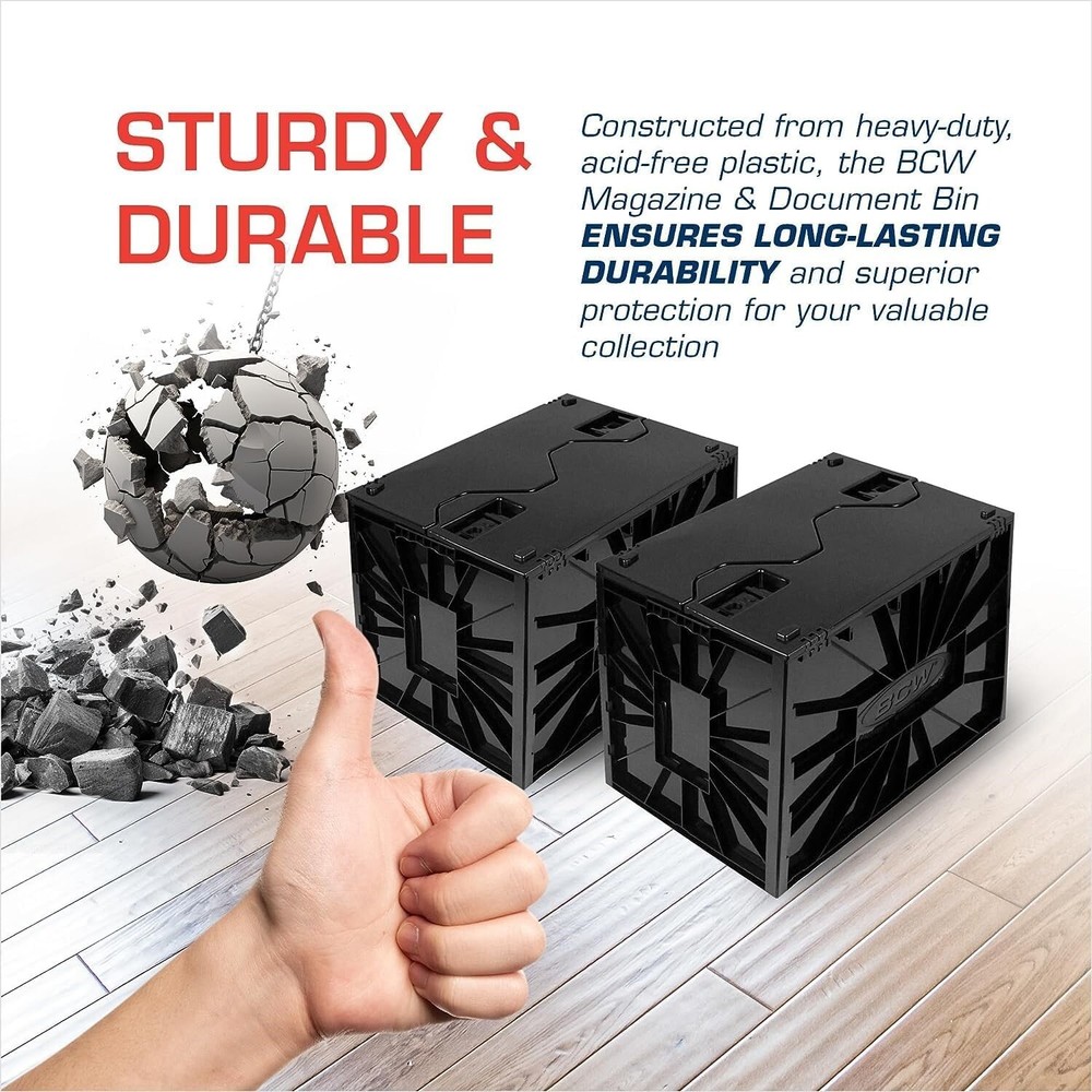 3 BCW Magazine Plastic Bins Stackable Doc Box Long Term Magazine Storage New