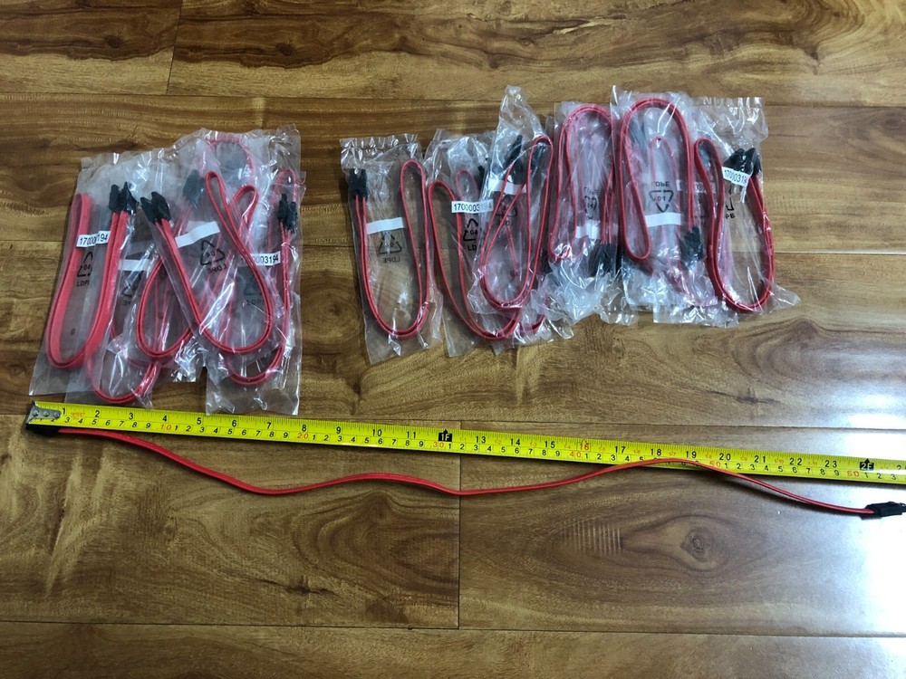 100x Premium SATA 3 Data Cable 6.0 Gbps 7pin Flat Data Cord With Locking Latch