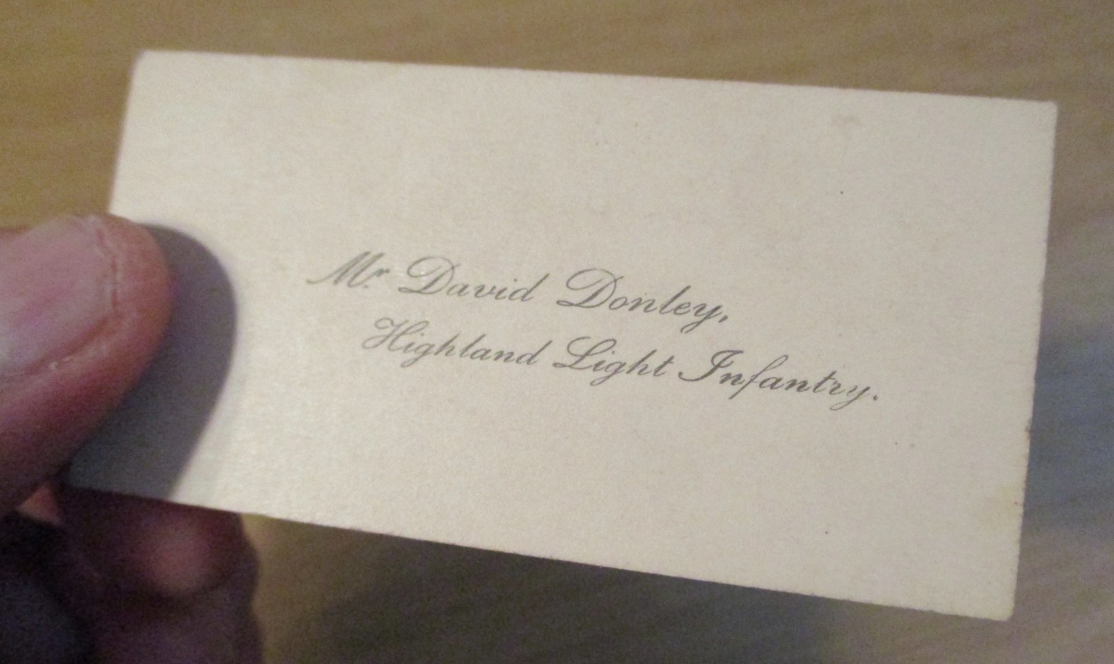 VTG WWI Era Scottish CALLING Card~DAVID DONLEY~Highland Light Infantry~BRITISH~