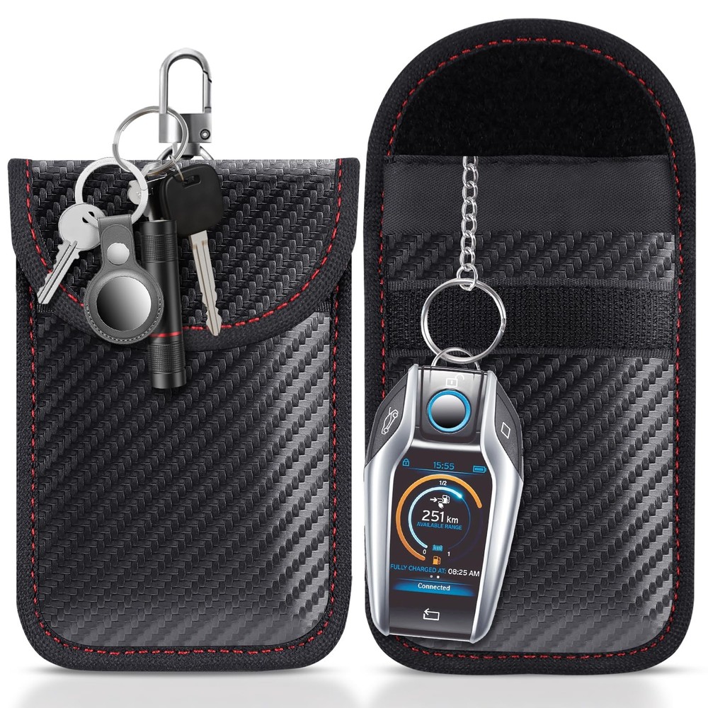 Faraday Pouch for car Keys, 2 Pack Faraday Bag RFID Blocker (M)