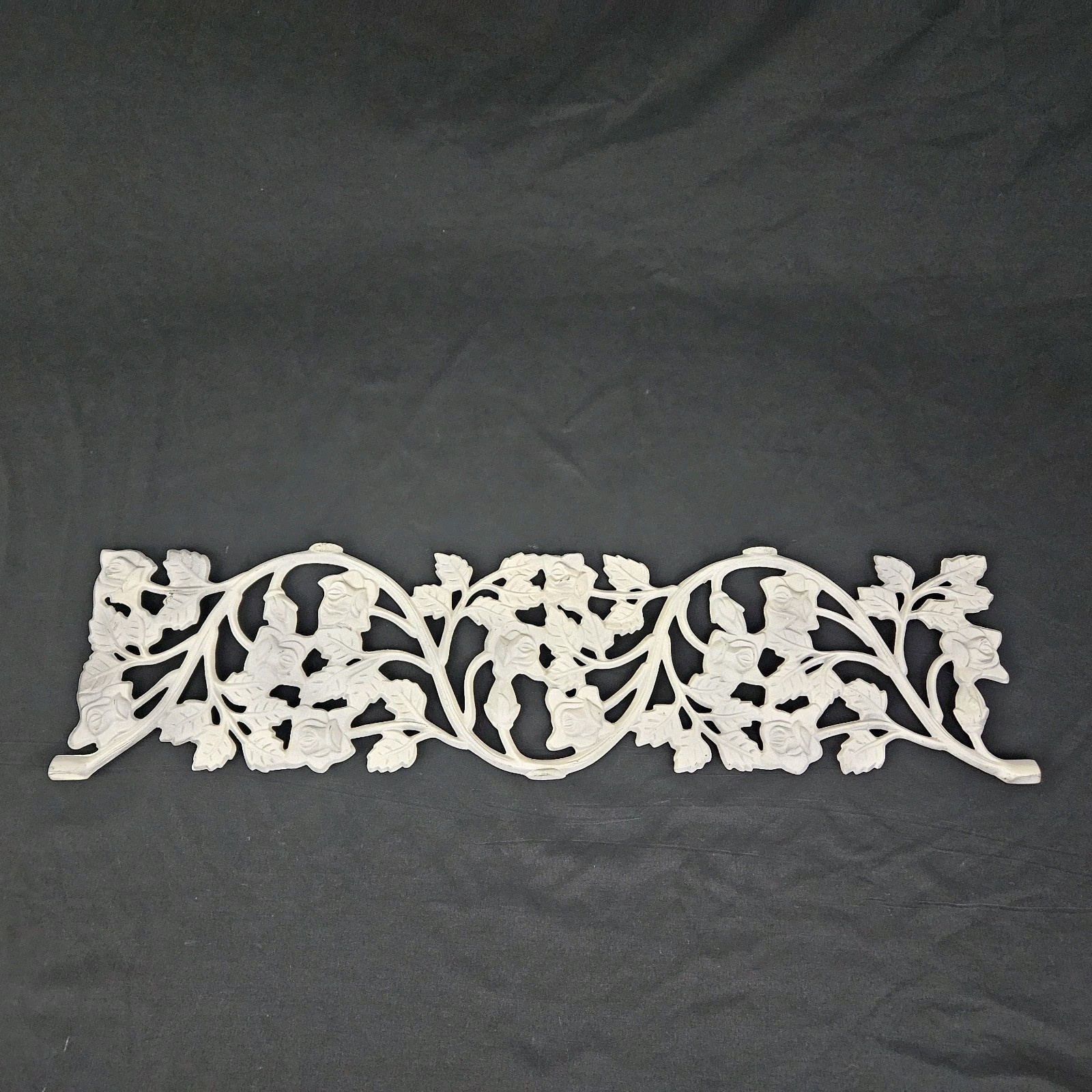 Vintage cast metal garden trellis wall decor pediment onlay