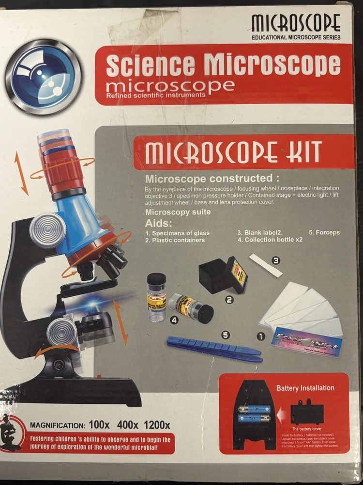 Kids Science Microscope Kit Educational STEM Toy Set Slides Tools NEW