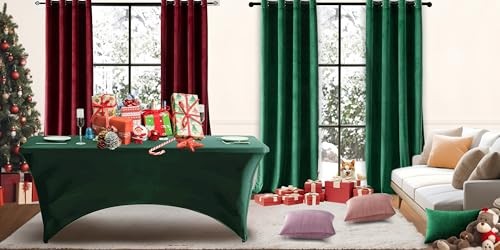 2 Pcs 6FT Table Cloth for Rectangle Table - Tablecloth 70" x 30"-2 pack Green
