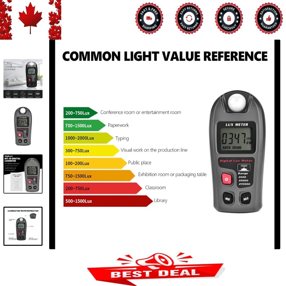 Portable Light Meter with Low Power Consumption - Efficient Illuminance Reading