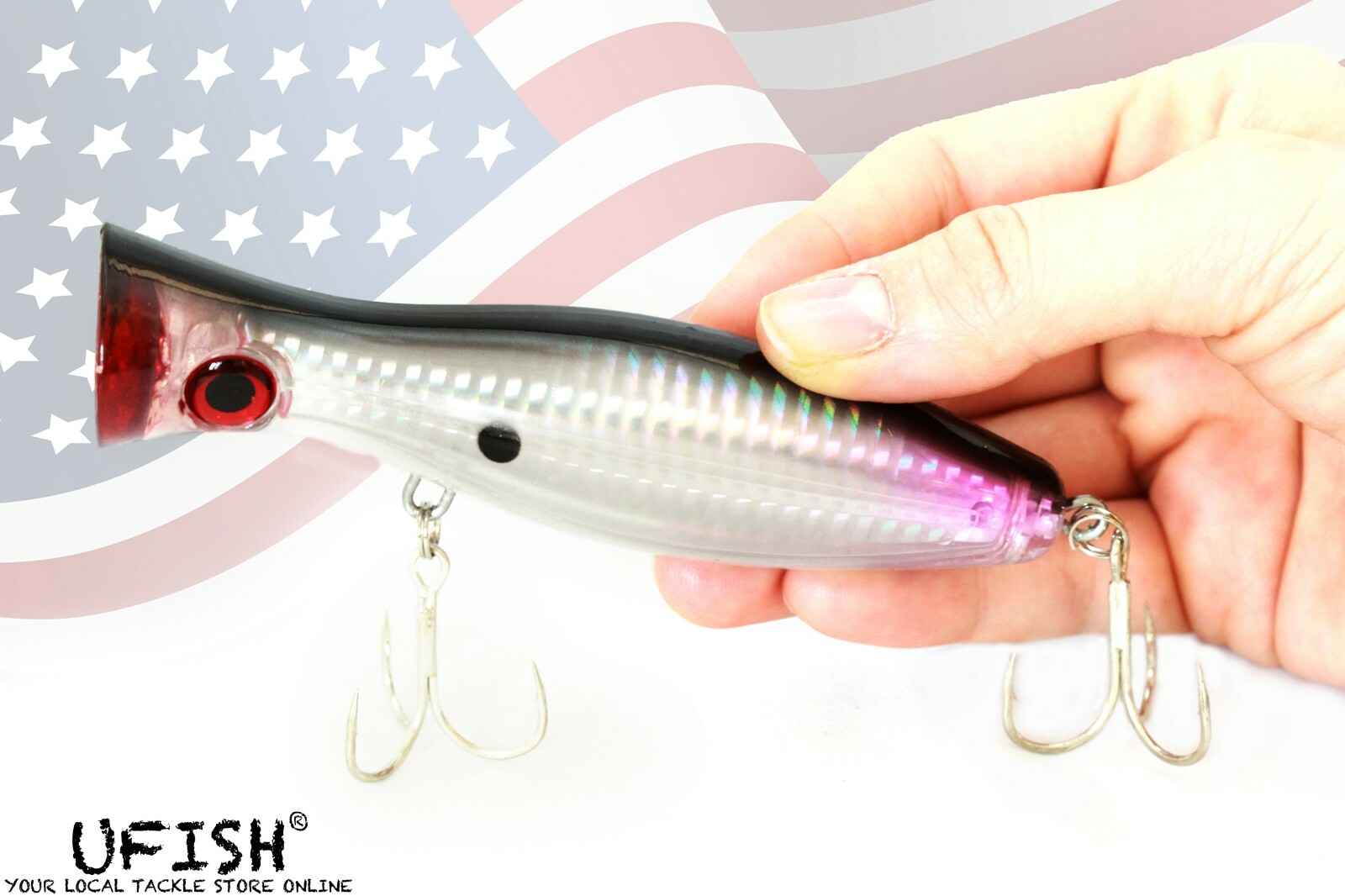 UFISH Popper Fishing Bass Lure Saltwater Top Water Lures Large Pike Musky 5 Inch