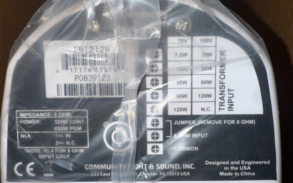 Community ENT212W 2-Way Compact Column Array Speaker, White