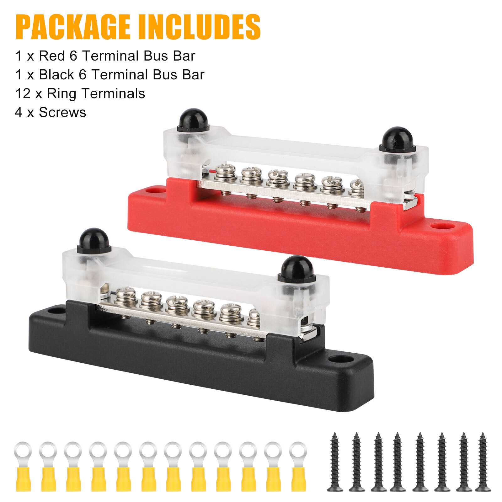 6 Way Bus Bar Power Distribution Terminal 150A Screws Battery Block for Car Boat