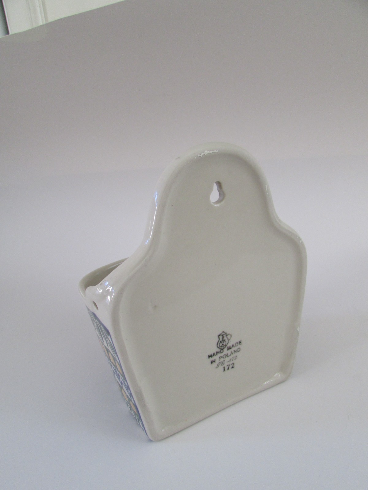 Polish Pottery Green Hanging Salt Cellar without Lid Used