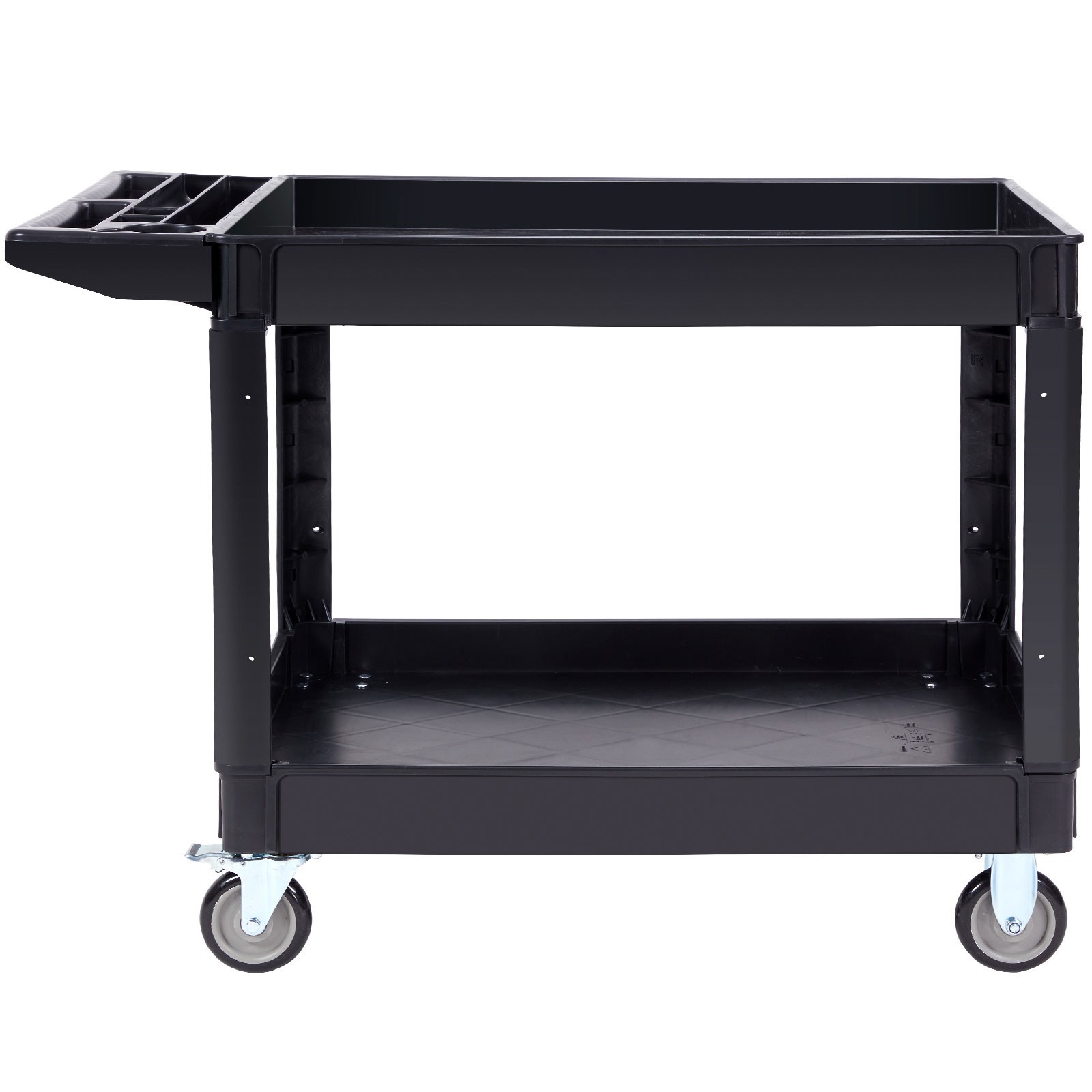 Uimoso Utility Service Cart with 2 Shelves, 550 lbs, Swivel & Fixed Wheels