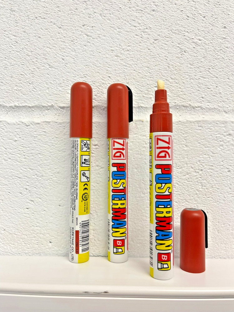 Kuretake ZIG Posterman PMA-50 Waterproof Chalk Pen – (3 PACK) Brown
