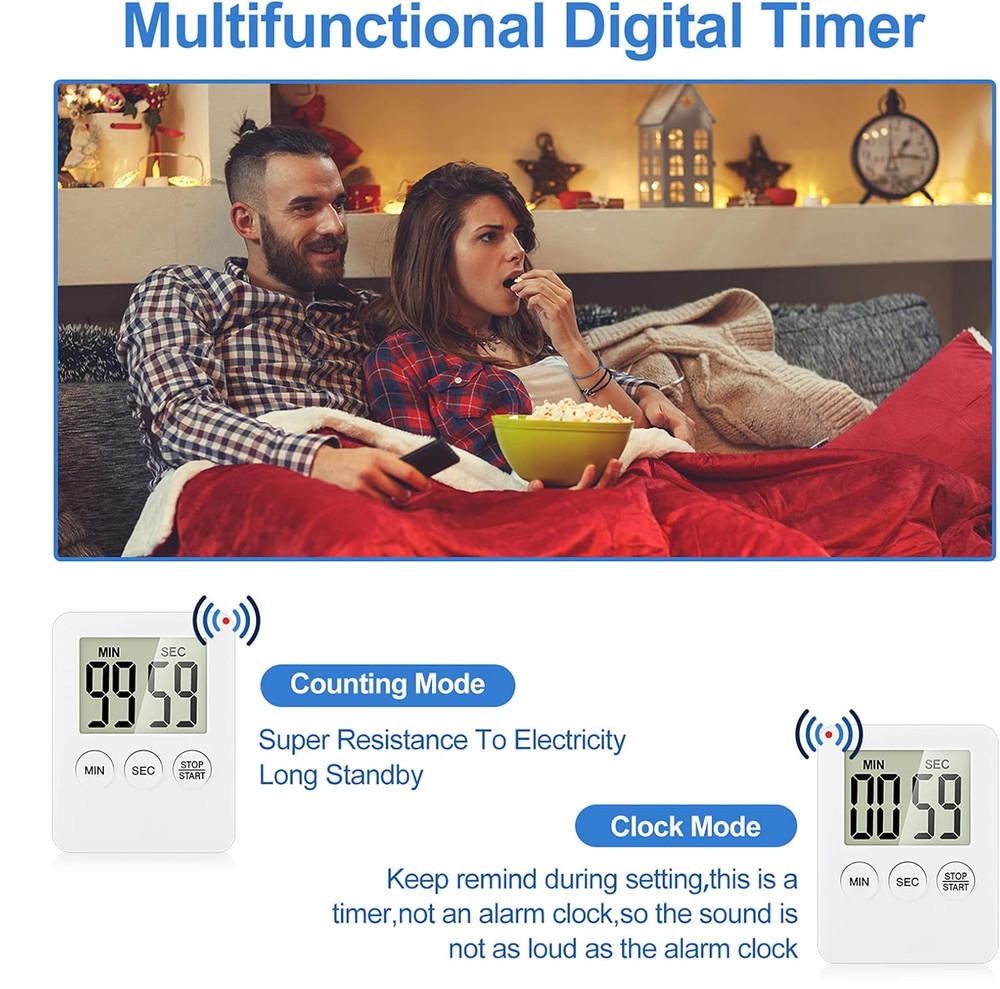 Large LCD Digital Kitchen Cooking Timer Count-Down Up Clock Loud Alarm Magnetic