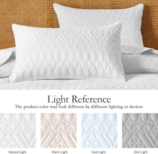 King Size Quilt Bedding Set,White Lightweight Microfiber King/Cal 9h-white