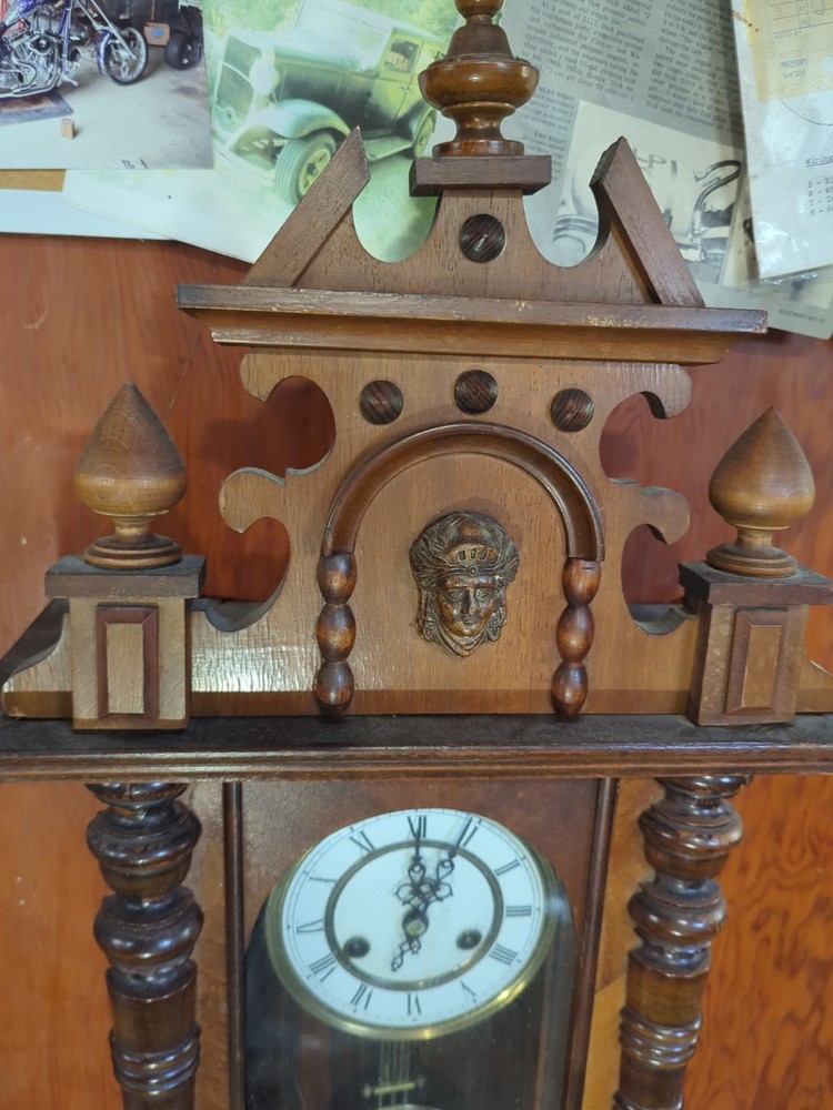 Antique German Regulator Wall Clock Early 1900's With Key