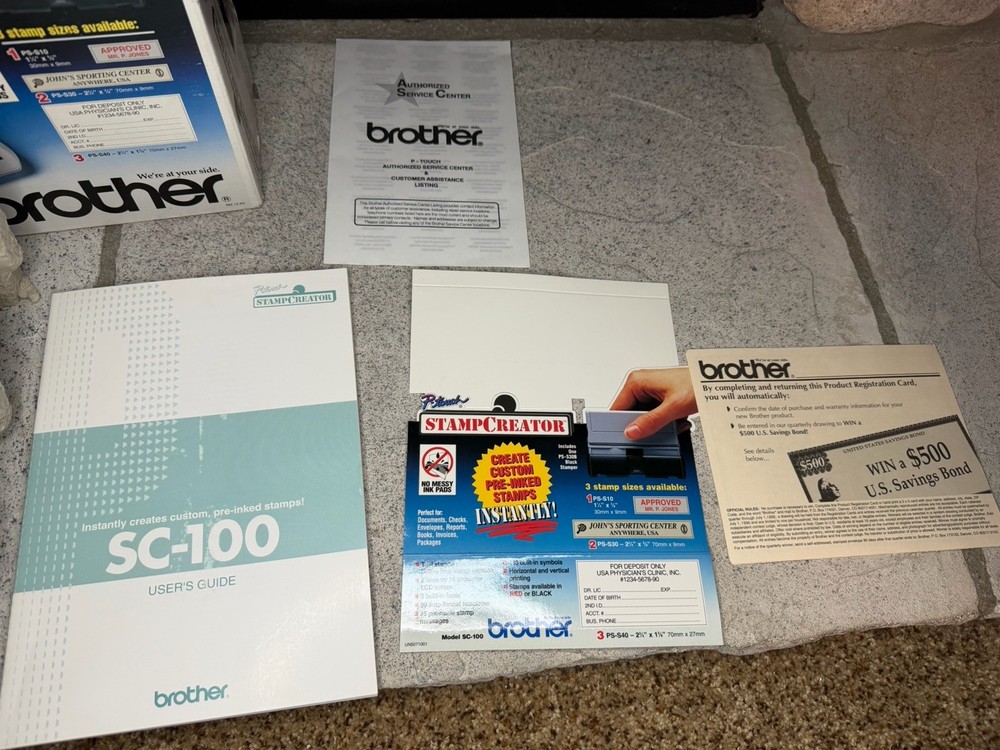 Brother StampCreator SC-100 Electronic Pre-Inked Stamp Maker Complete Box