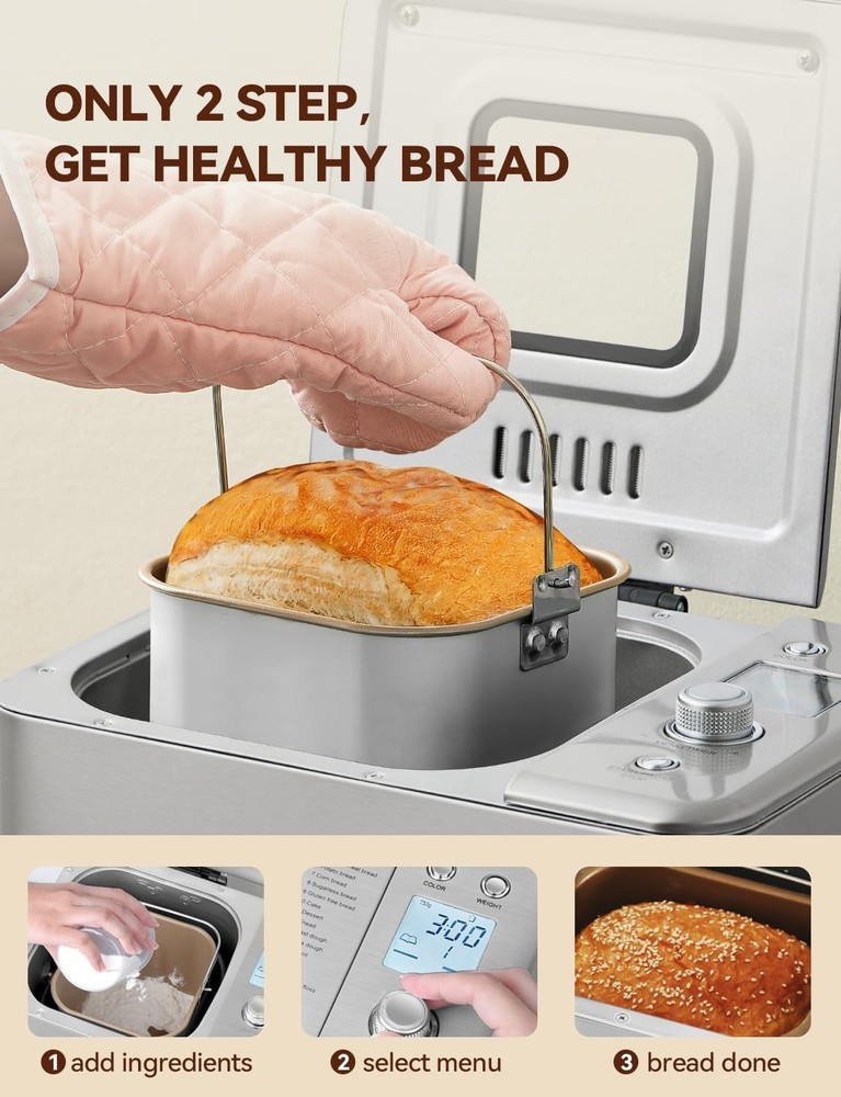 Brand New Silver Bread Maker, 20-IN-1, Large Capacity