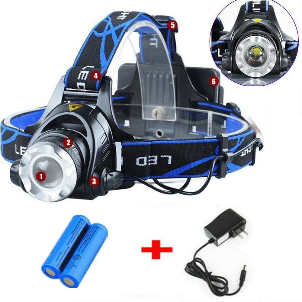 Most Powerful 99000000LM Rechargeable Headlamp LED Tactical Headlight Flashlight