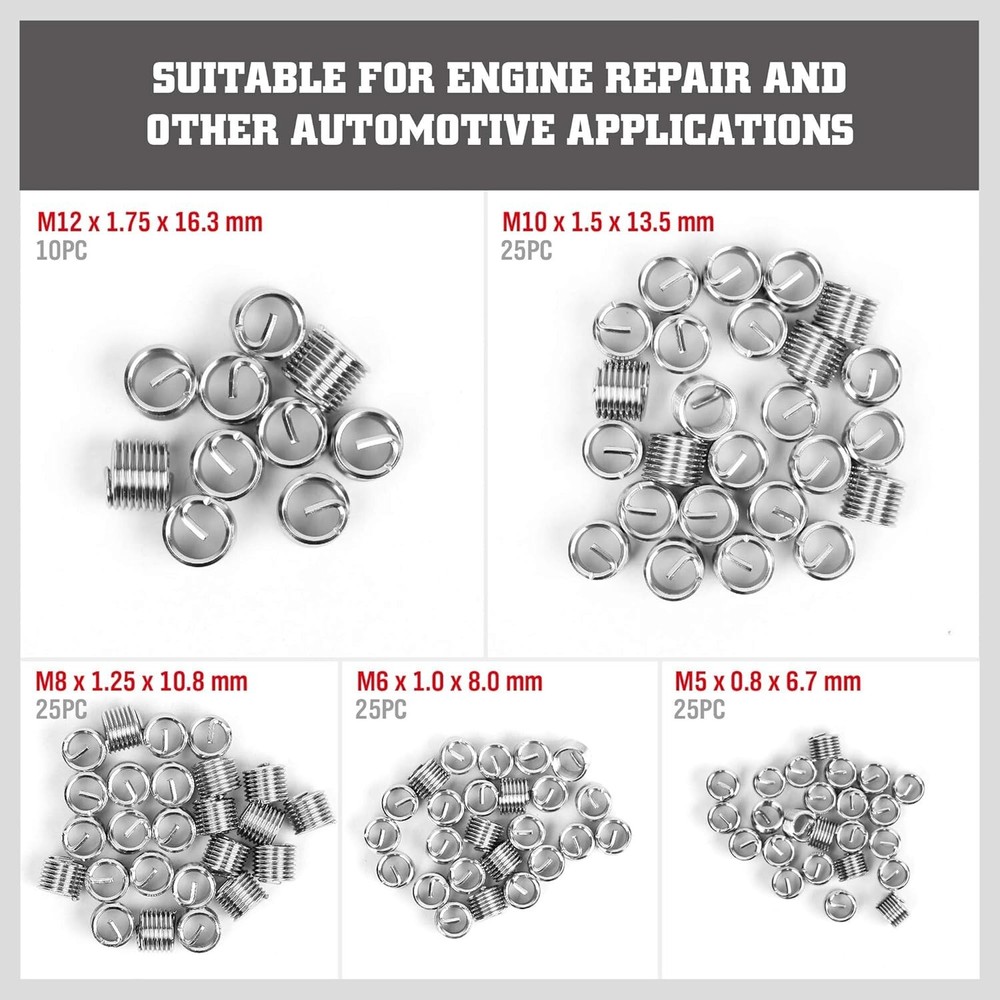 131 Piece Metric Thread Repair Tool Kit Taps Threaded Inserts Installation Tool