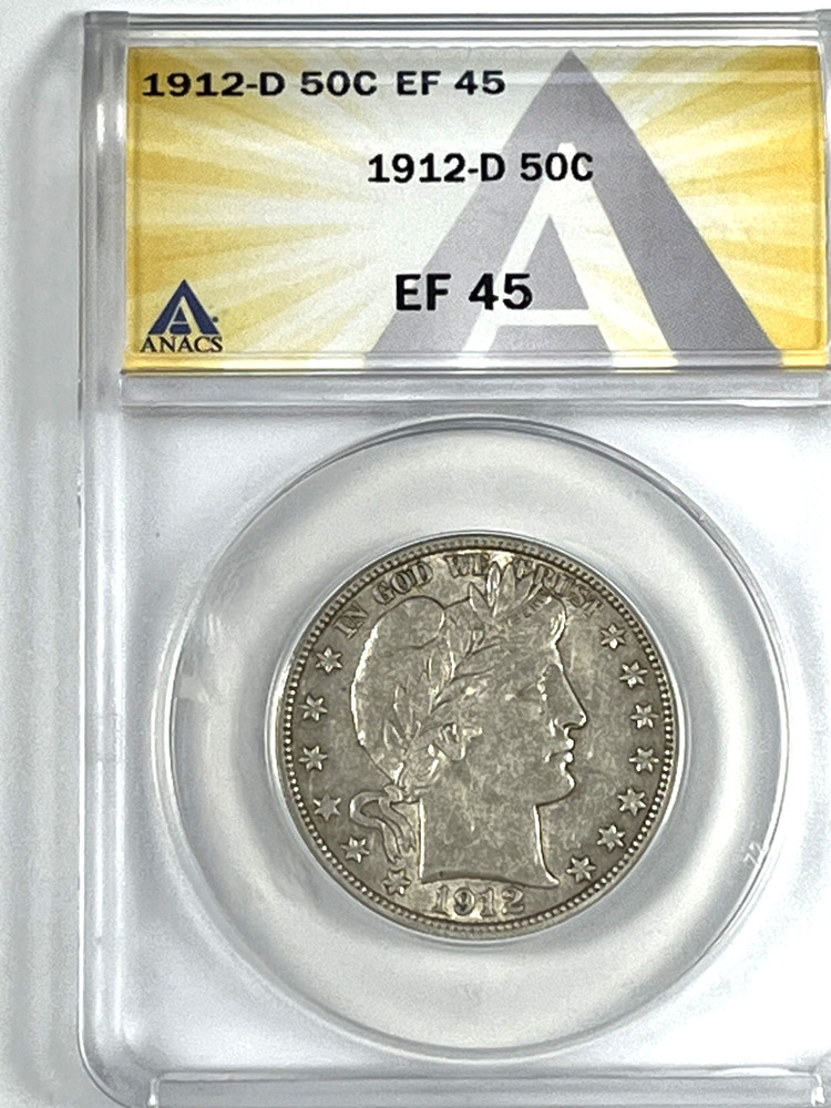 1912-D Barber Half Dollar : ANACS EF45
