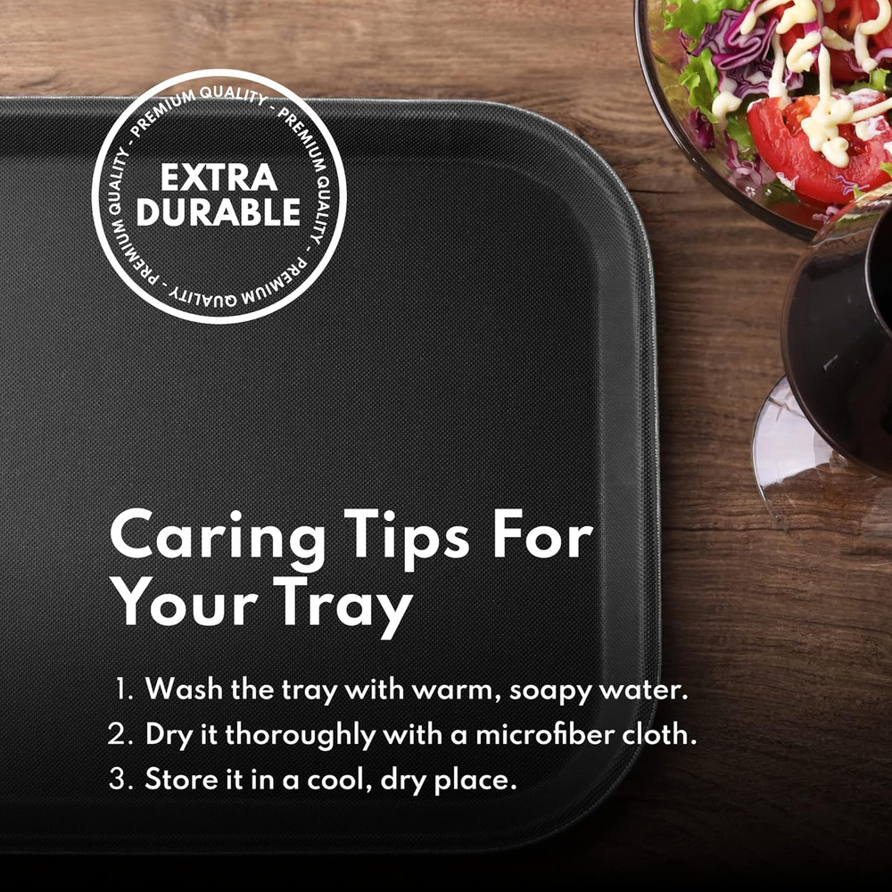 24975 Restaurant Grade Non-Slip Tray, Plastic, Rubber Lined, Rectangular, 12-Inc