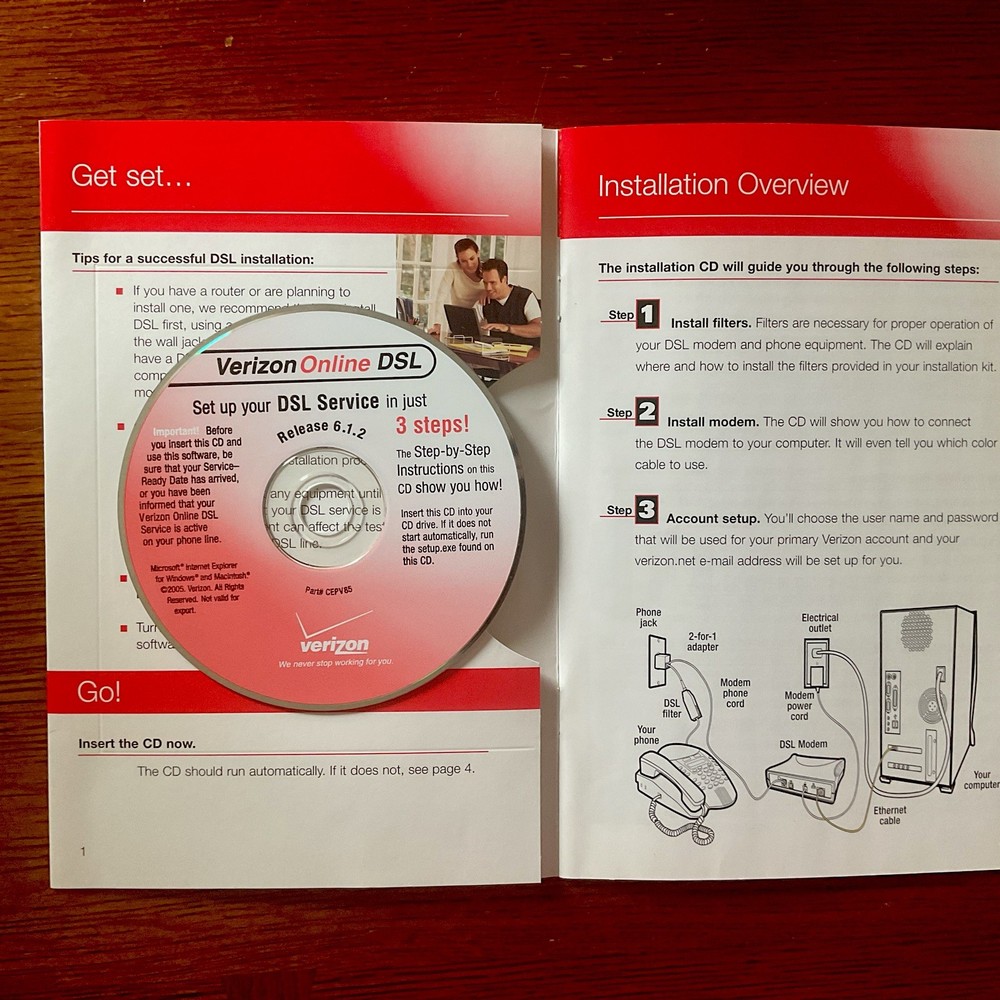 VIntage Verizon ISP Starter Kit Disk And Booklet Release 6.1.2 2005 Version