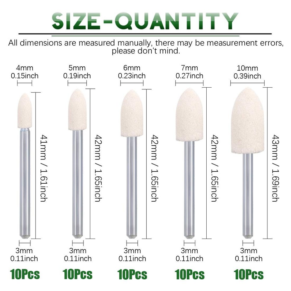 100pcs Multifunctional Wool Felt Polishing Bits Mandrel Mounted Grinding Buff...