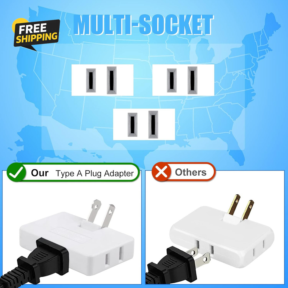 3 Pack AC Flat Wall Outlet Extender Flat Plug Adapter Outlet, Fold-Able
