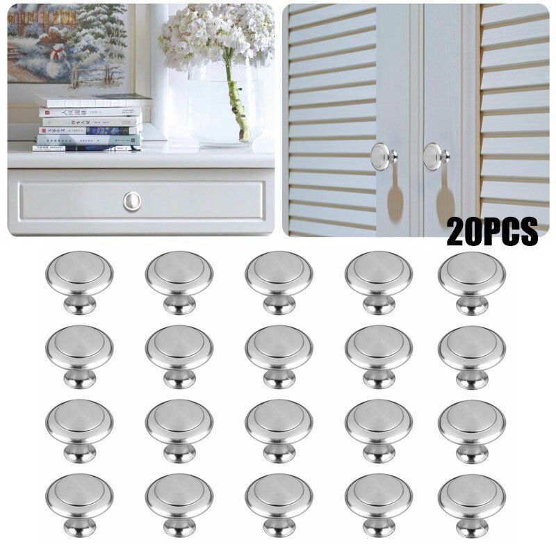 20x Stainless Steel Door Knobs Cabinet Handles Cupboard Drawer Kitchen Pulls US