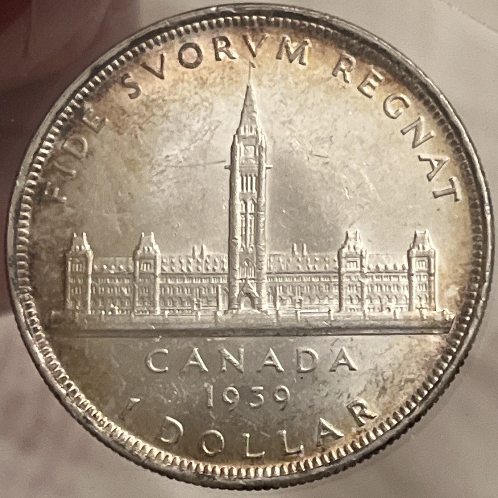 1939 Canada One Silver Dollar - UNC GEM Toned B15