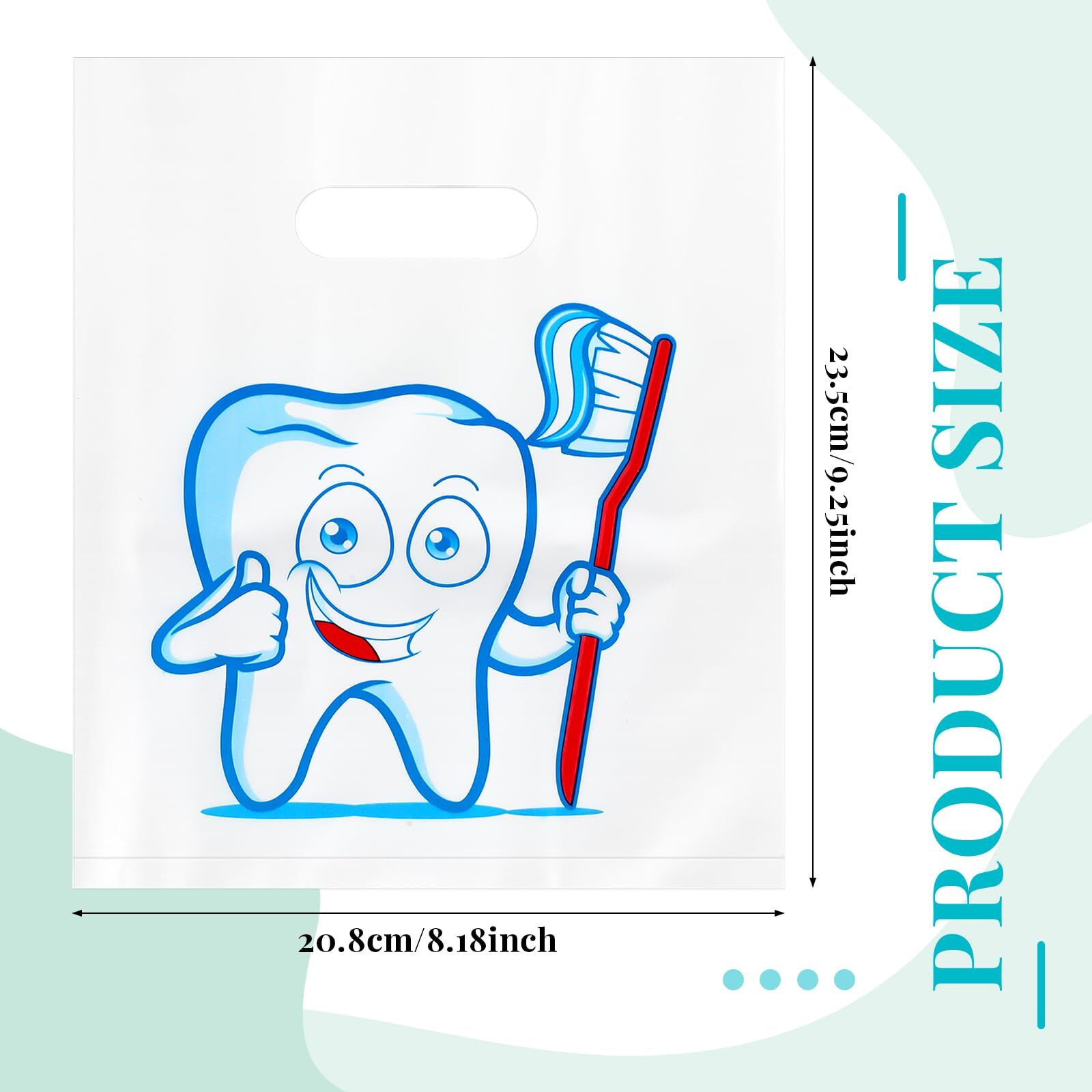 300 Pcs Tooth Merchandise Bags with Handles Plastic Dental Bags for Patients