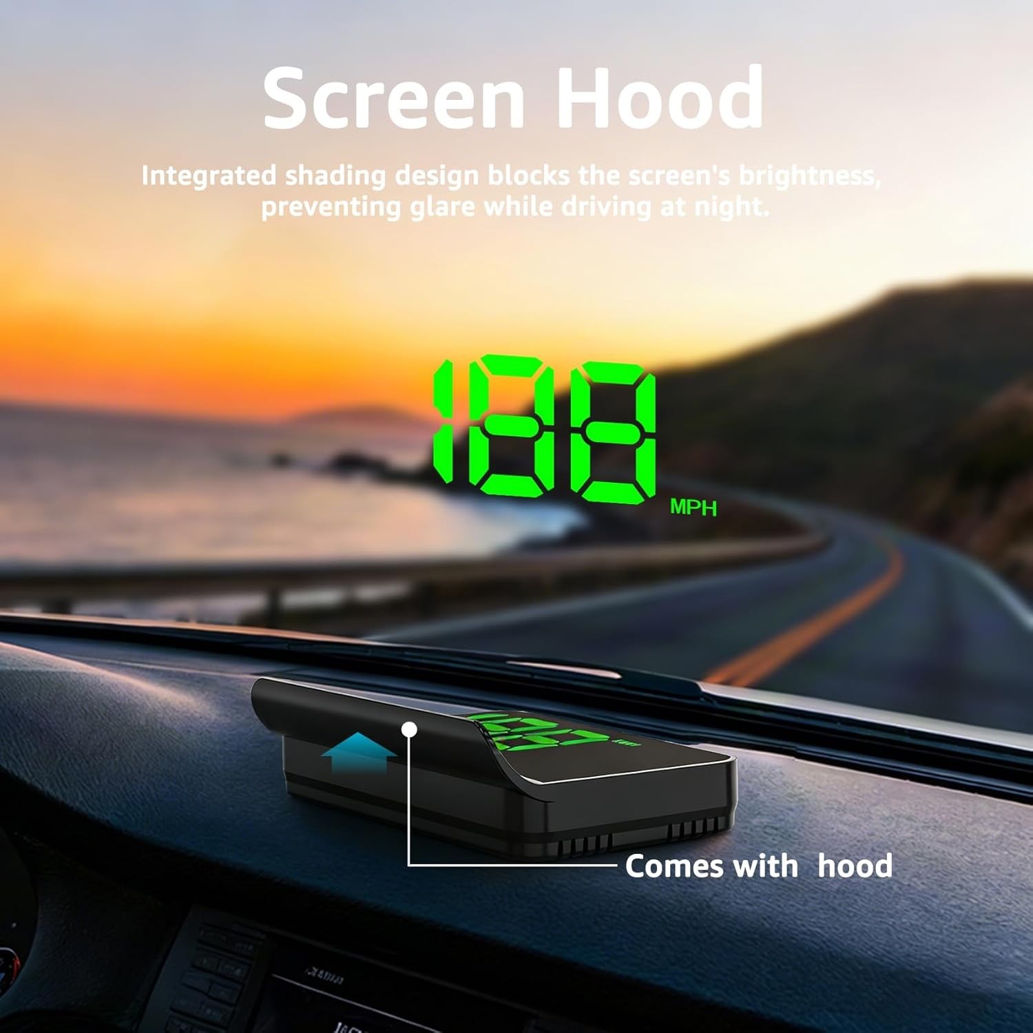 HUD Coche Digital GPS Velocimetro Display Pantalla Grande Brillo Auto USB Plug