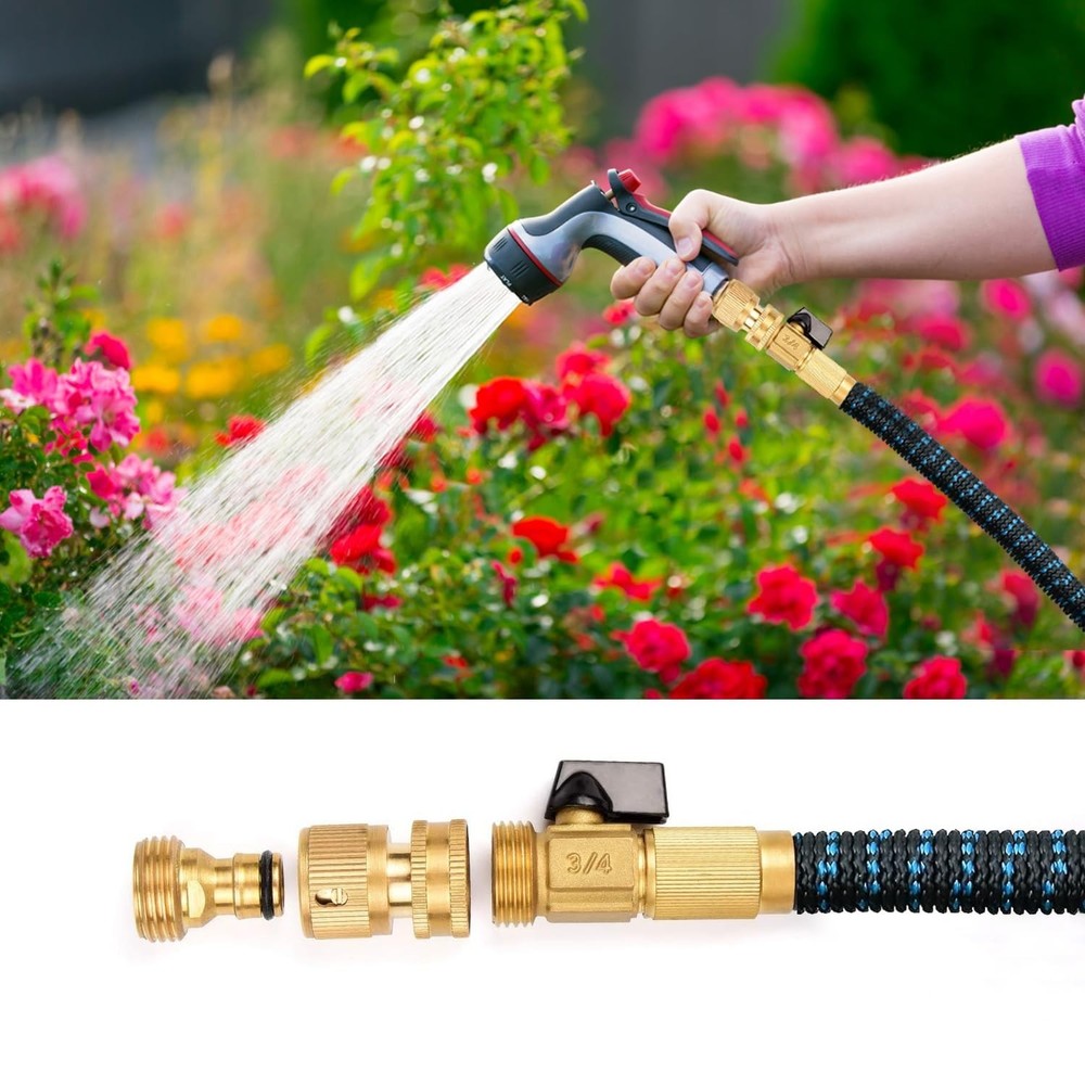 Garden Hose Quick Connectors, Solid Brass 3/4 Inch Thread Fitting, Water Hose...