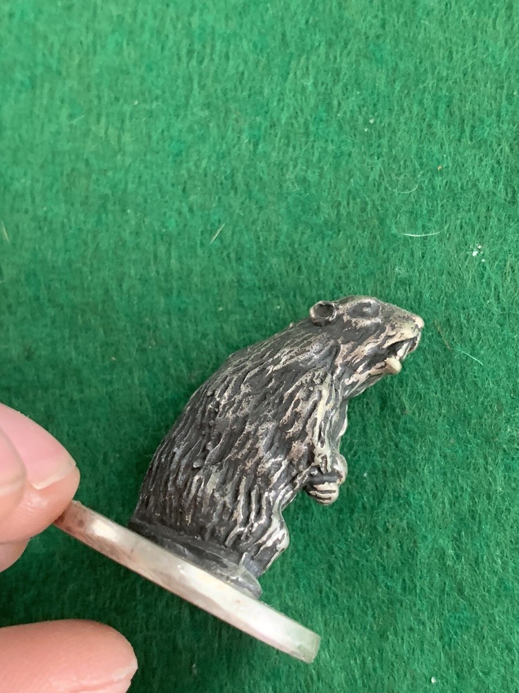 Hallmarked 1873 84 Russian Solid Silver Beaver Statue