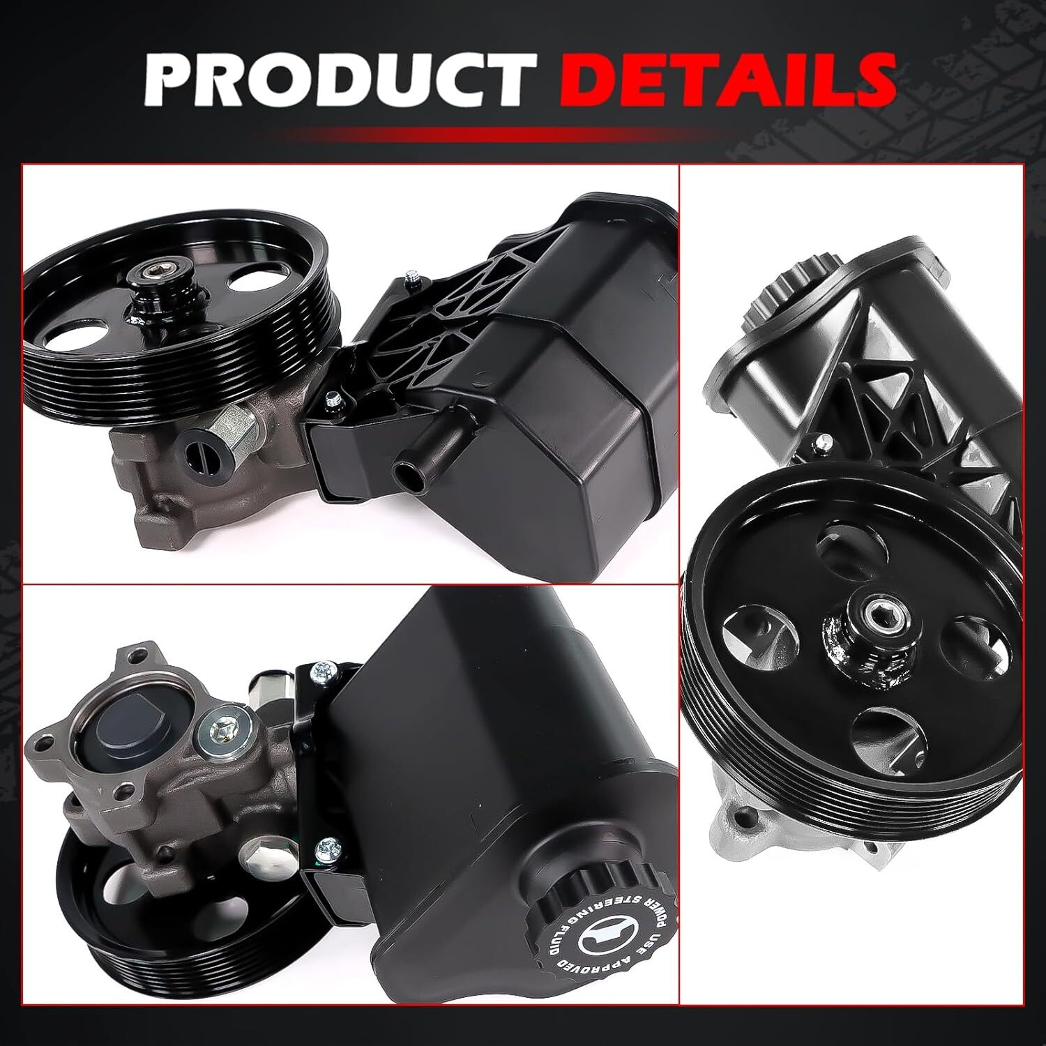Power Steering Pump w/ Reservoir&Pulley for 2002-07 Dodge Ram 1500 3.7 4.7L 5.7L