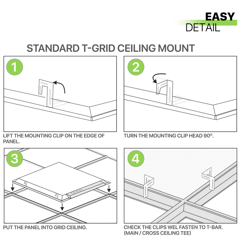 2Pcs 1x4 LED Dimmable Flat Panel Light 4000LM 5000K Drop Ceiling Troffer Fixture