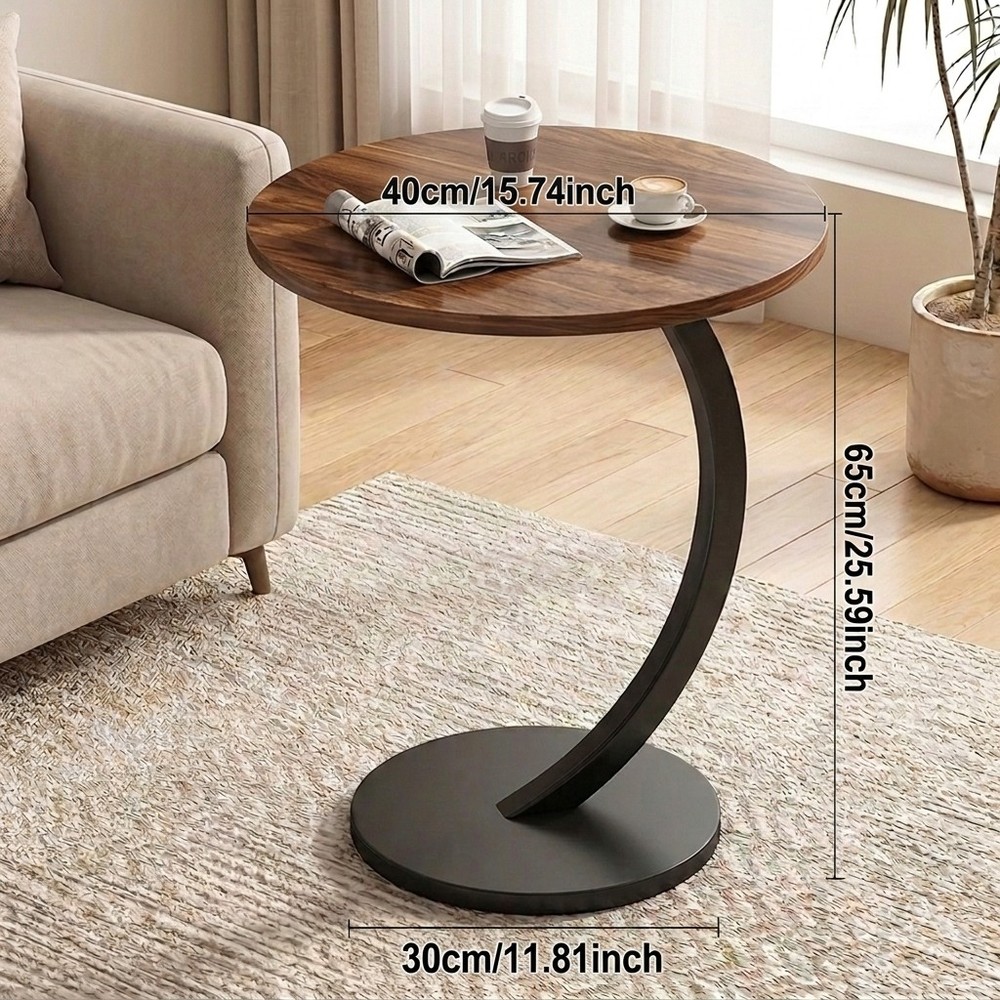 Sofa Side Table with storage shelf Modern Couch Table Lightweight 1-layer brown