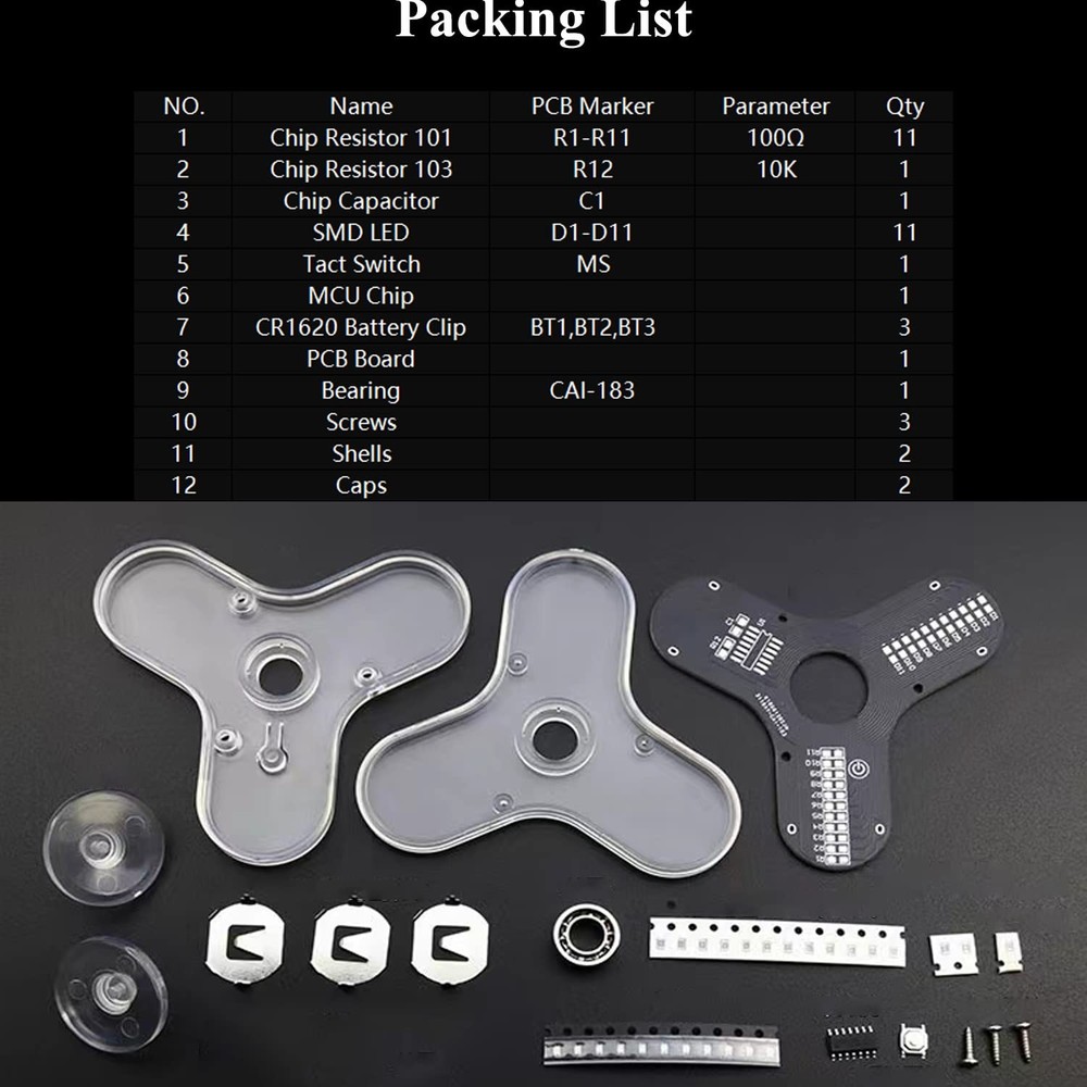 Ing Practice Kit 3 Leaves Led Rotating Gyroscope Diy Kit Ing Project Electronics