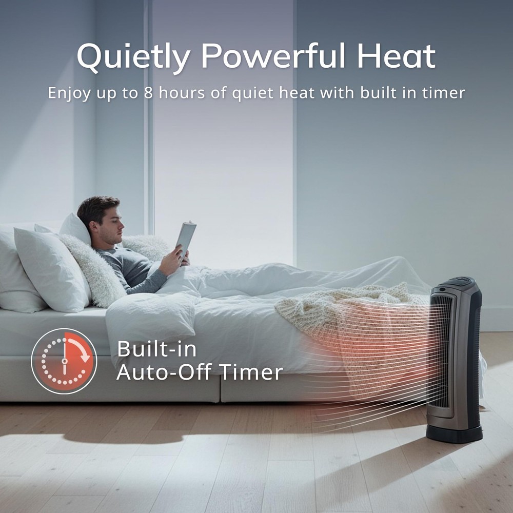 Oscillating Digital Ceramic Tower Heater, 1500W, Thermostat, Timer, Remote, 23"
