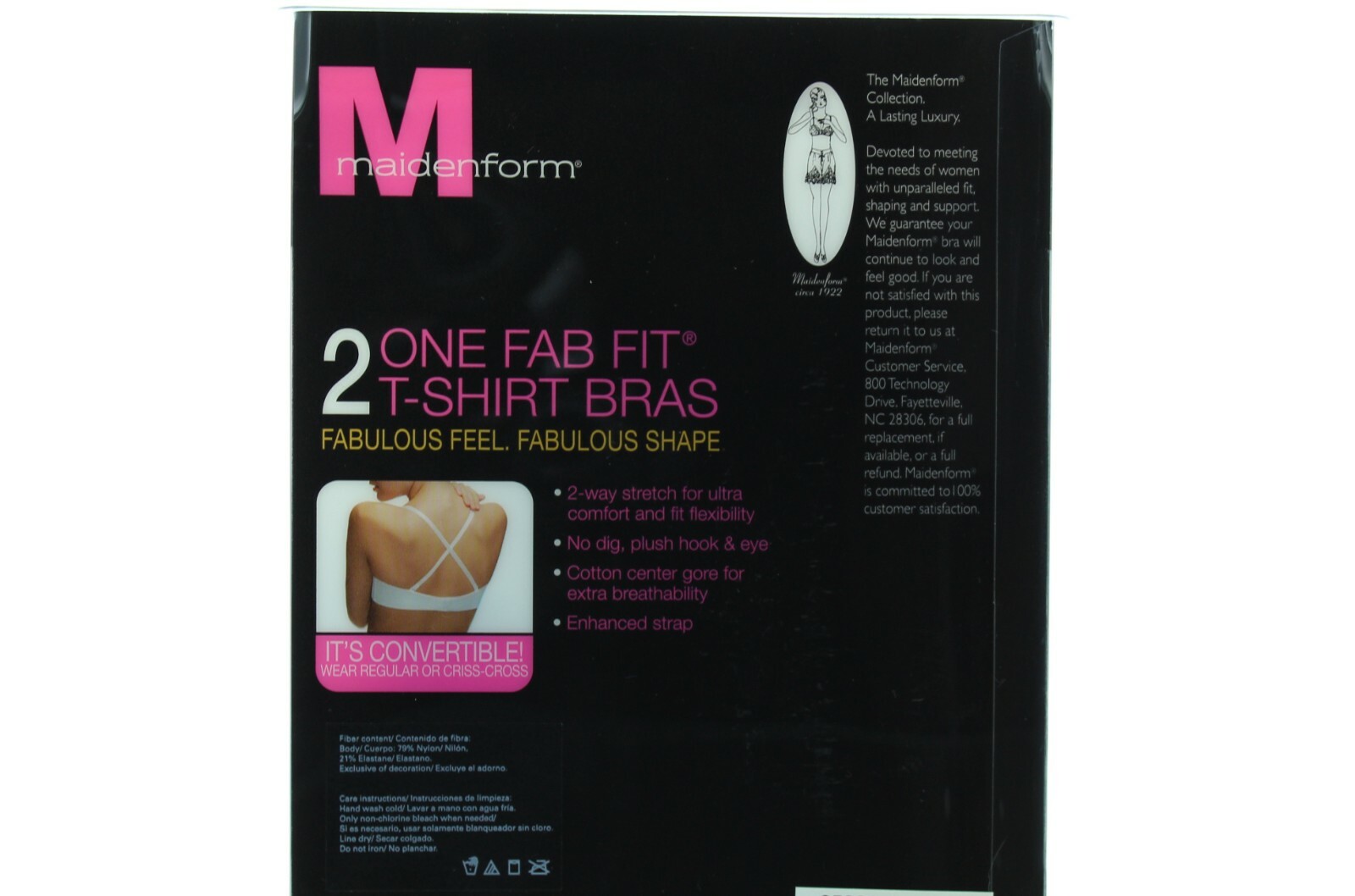 Maidenform T-Shirt Bra Fab Fit Convertible Women's Multi Way Bra, 2 Pack Combo