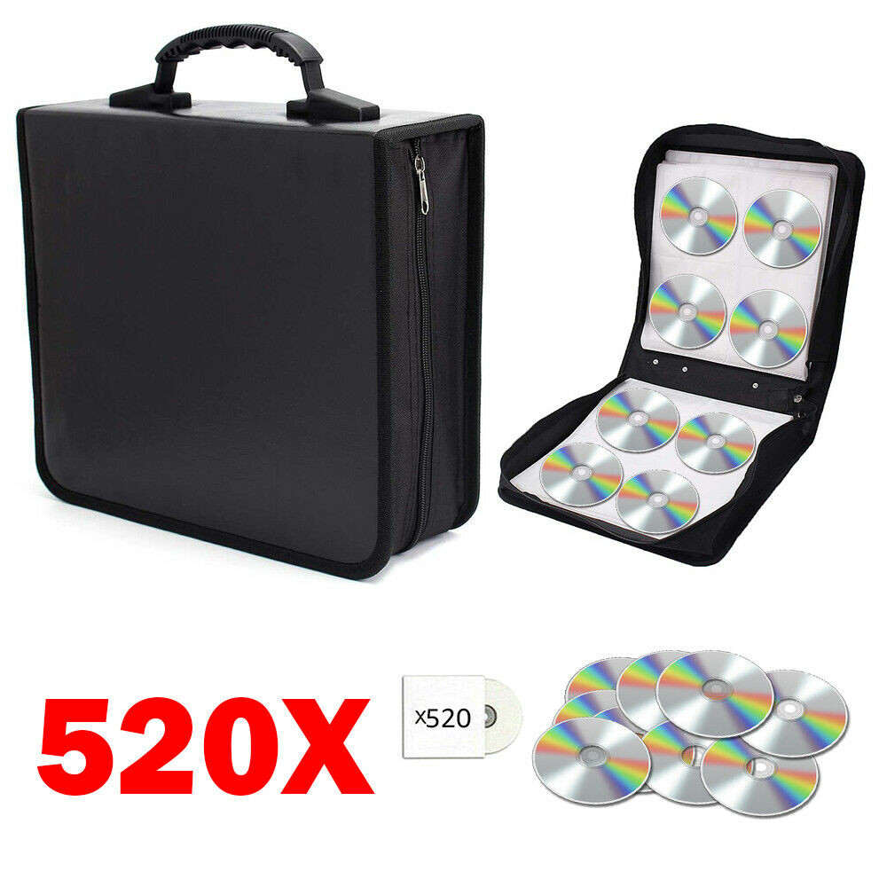 2 Pack 520 Capacity DVD Binder Case CD Wallets Storage Organizer Holder Booklet