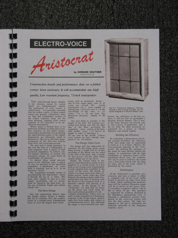 EV KD6 ARISTOCRAT EV SPEAKER PLANS