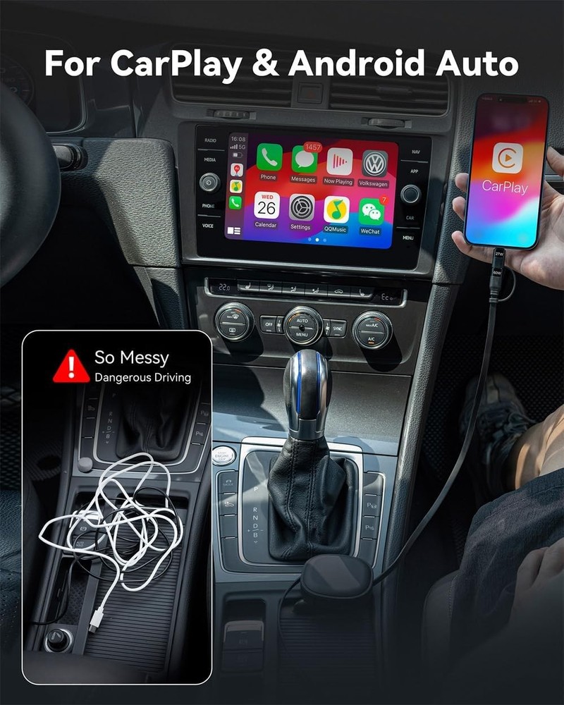 Multi Charging Cable, 2Pack 5 in 1 Retractable Lightning 4 feet, Black