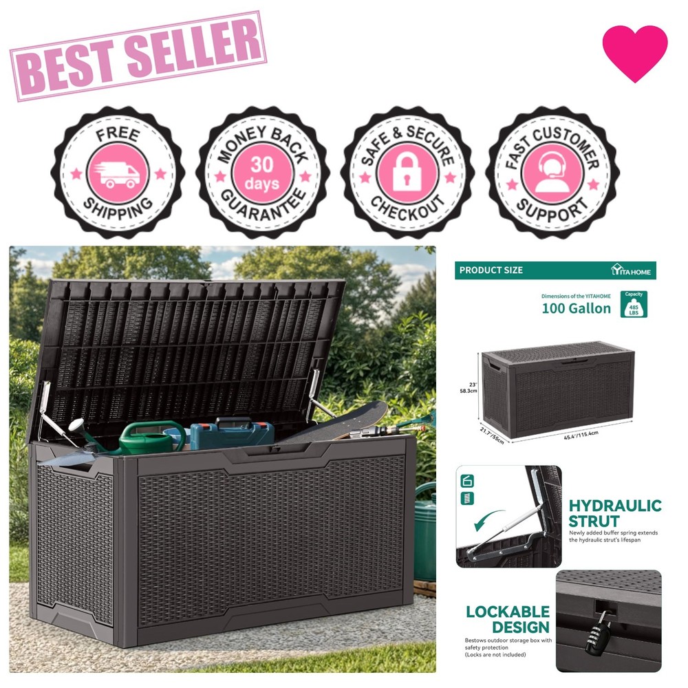 Spacious 100 Gallon Deck Box with Waterproof Design - Extra Seating Included